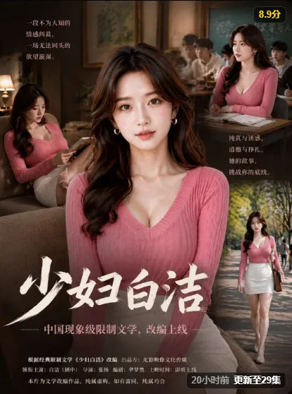 女性成长题材短剧海报，粉色上衣女主站在教室与街景之间